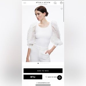 Alice Olivia ABELLA PUFF SLEEVE SQUARE NECK SWEATER